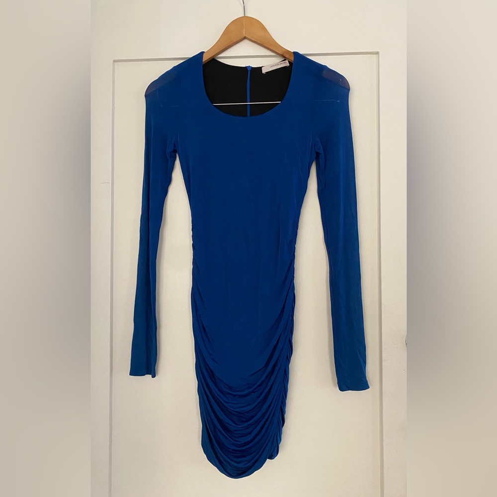 NWOT LAVENDAR BROWN BODYCON FLATTERING BLUE DRESS